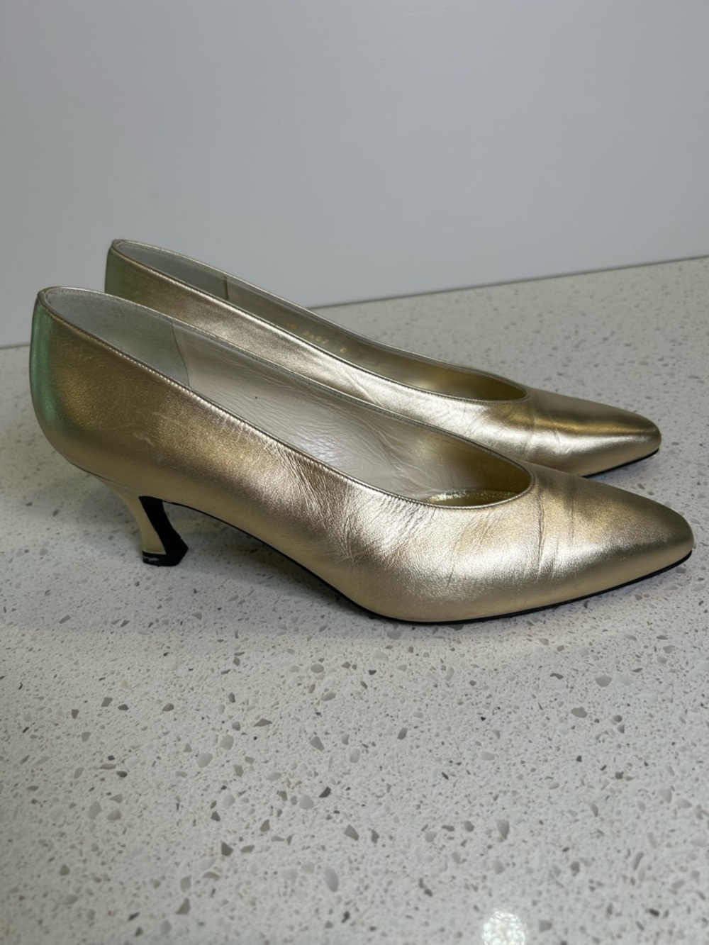 Metallic Gold Women's Kitten Heel Pumps